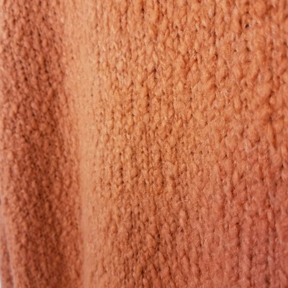 Laura Ashley Petites Orange Chunky Boucle Knit Open Front Long Cardigan Sweater - Picture 6 of 9
